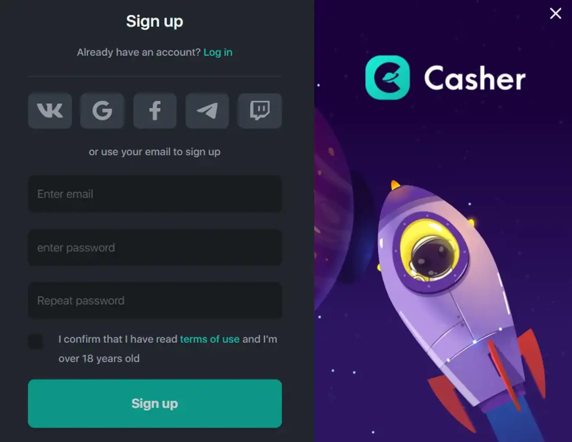Скриншот раздела игр Casher Casino
